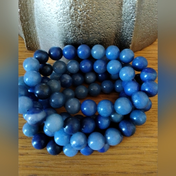 Blue Aventurine Beaded Bracelet. NWOT. - Picture 2 of 4